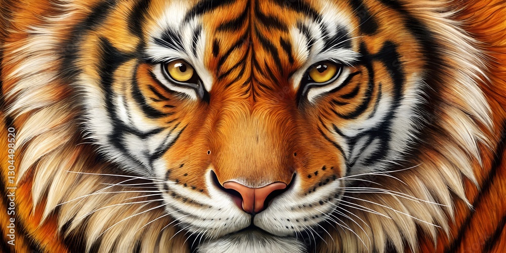 Fototapeta premium Close up of a tiger showcasing vibrant orange fur and striking black stripes in natural light animal texture, macro, shapes, bright, , graphic resource generated ai