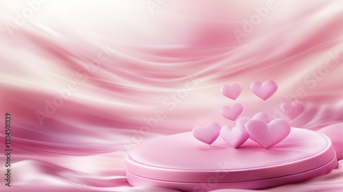 Romantic Pink Hearts on a Pedestal