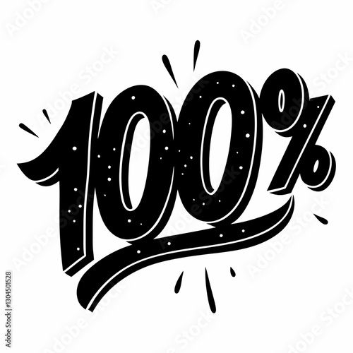 Bold 100 Percent Text with Stylized Design and Dynamic Elements for Emphasis