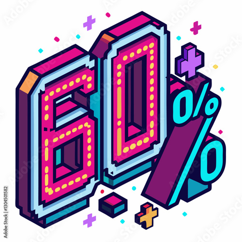 Dynamic 60% Discount Illustration with Vibrant  Geometric Design