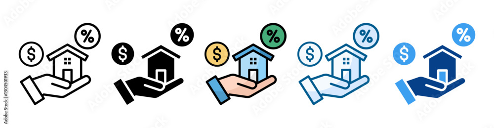 Affordable Housing  Icon Set Multiple Style Collection