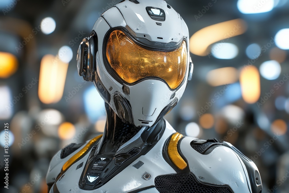 Fototapeta premium Futuristic robot design showcases advanced technology in a modern assembly environment