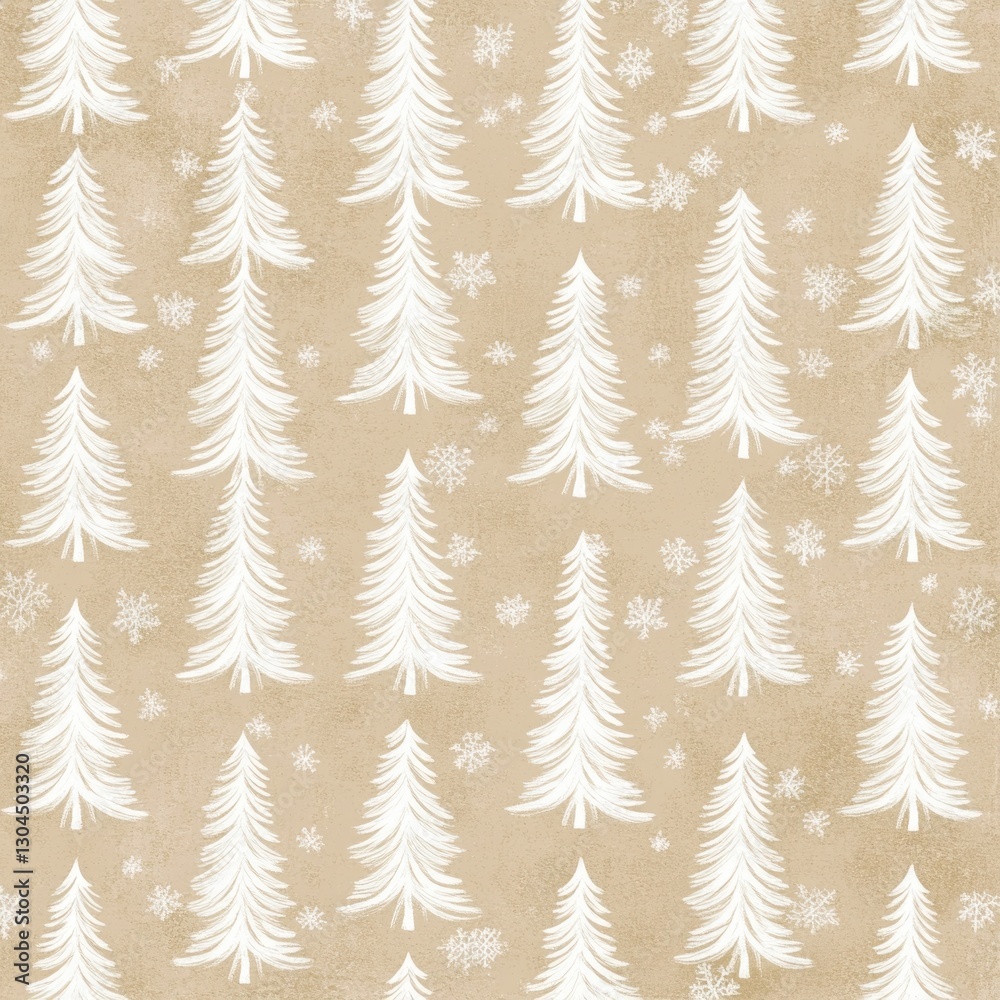 Obraz premium Seamless Kraft Paper Christmas Tree Pattern.