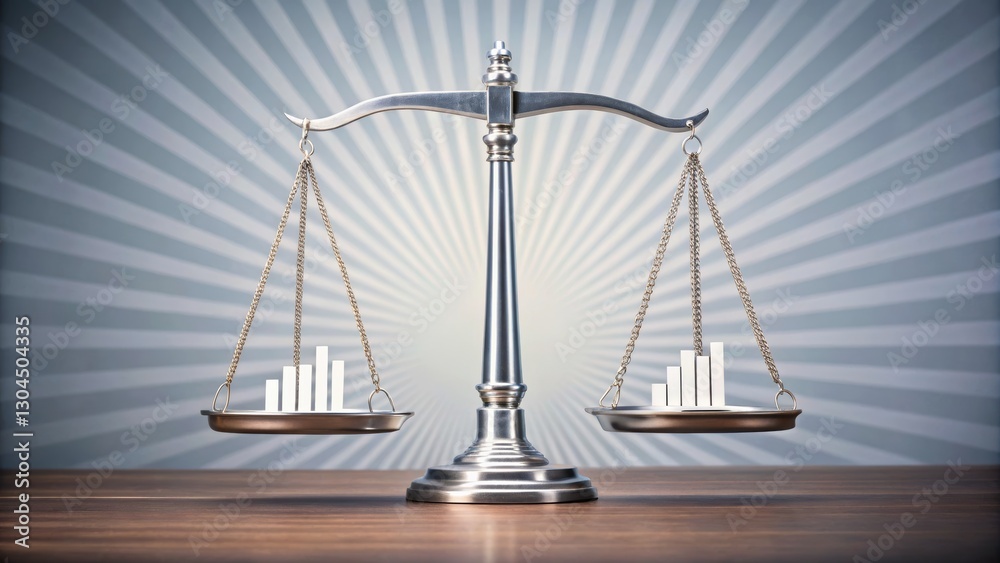 Balance Scale with Graphs Illustrating Financial Growth and Stability Concept Balance Scale with Graphs Illustrating Financial Growth and Stability Concept