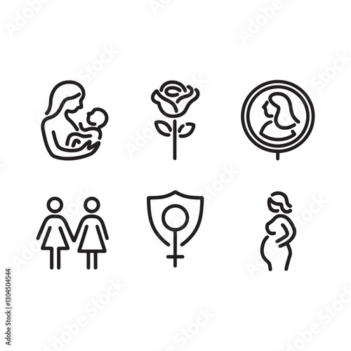 Baby care and safety icon set. Editable vector stroke