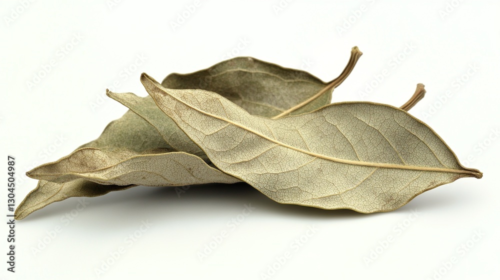 Curled Bay Leaf with Detailed Veins in Natural Focus Curled Bay Leaf with Detailed Veins in Natural Focus