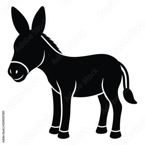 Charming Donkey Silhouette Icon for Farm Logo Designs and Illustrations