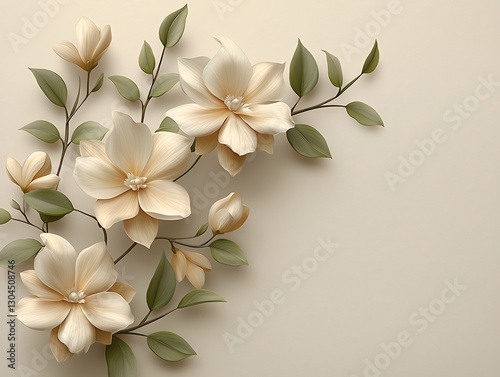 Beige floral bouquet, elegant design