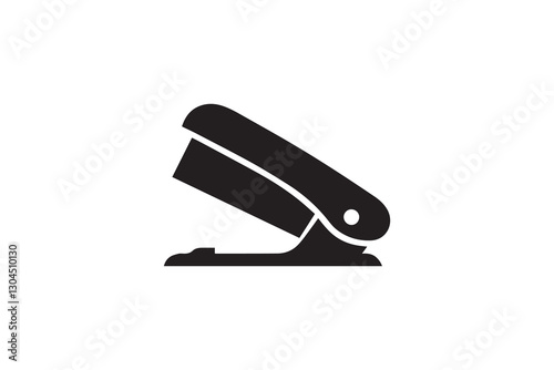 Stapler Machine icon silhouette vector illustration in black and white, set against a white background