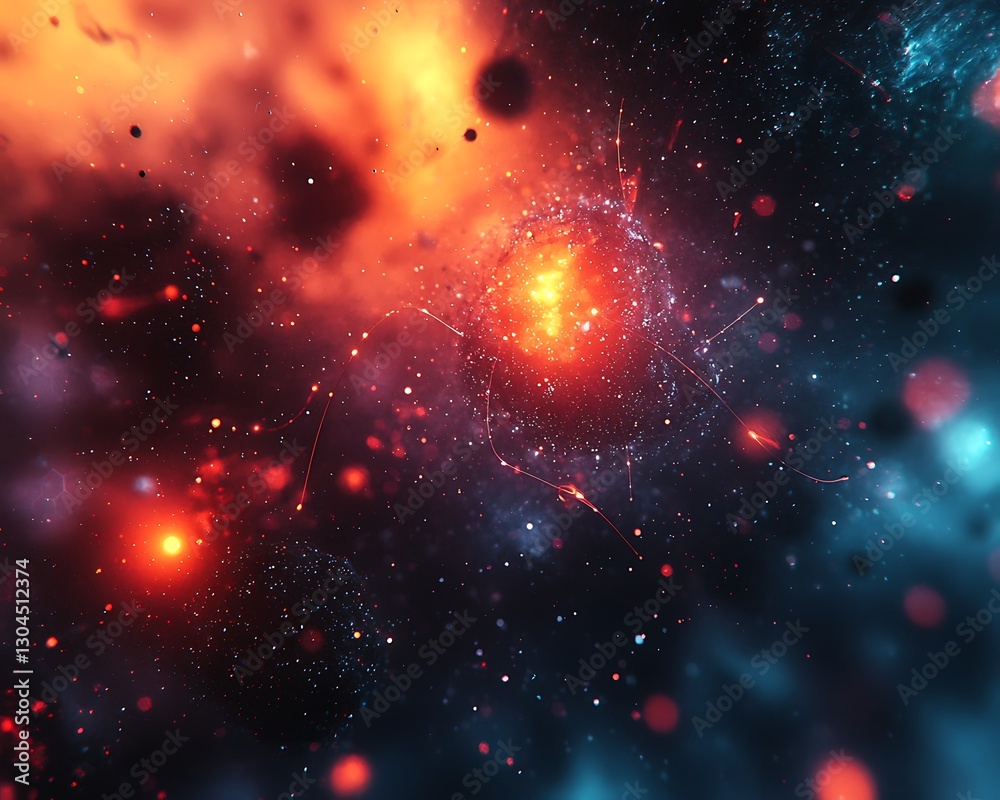 Obraz premium Cosmic Nebula Fiery Orb Explodes