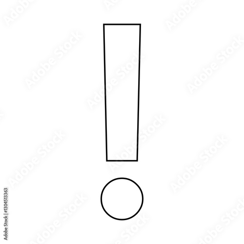 Outline ! exclamation mark, isolated vector on transparent background