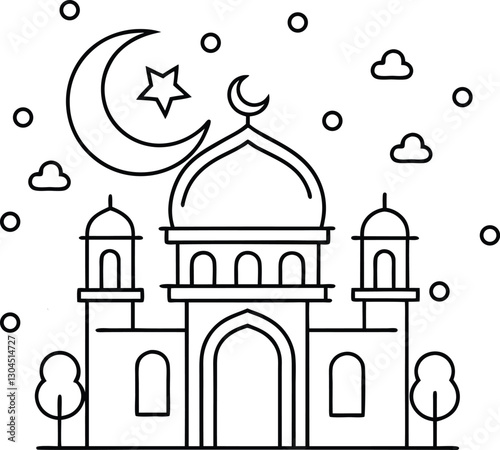 Mosque printable  outline coloring pages line art drawing