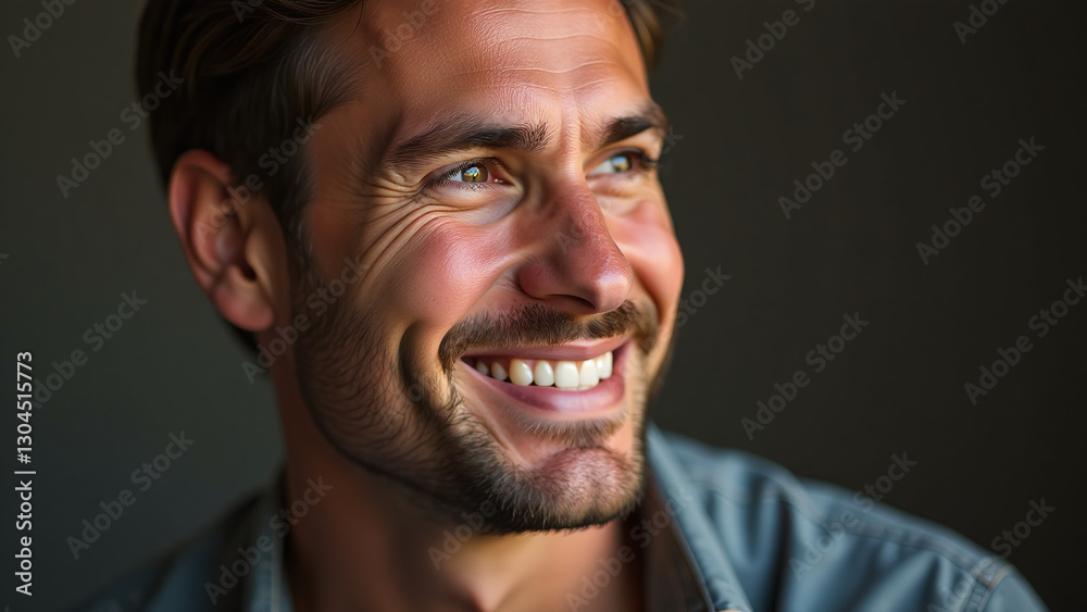 man gazes away serene smile face without revealing much man gazes away serene smile face without revealing much