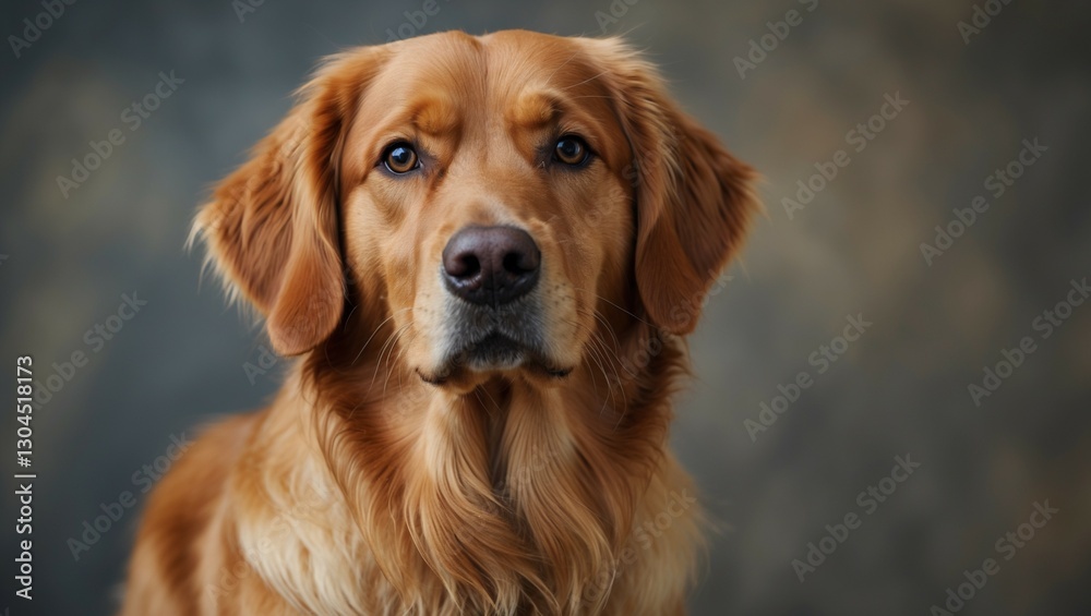 Happy portrait of a cute golden retriever dog sitting in the studio Happy portrait of a cute golden retriever dog sitting in the studio