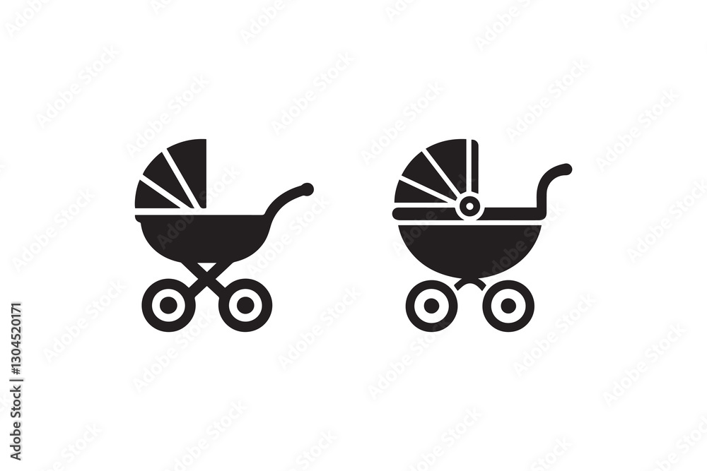 baby carriage icon silhouette vector illustration in black and white, set against a white background baby carriage icon silhouette vector illustration in black and white, set against a white background