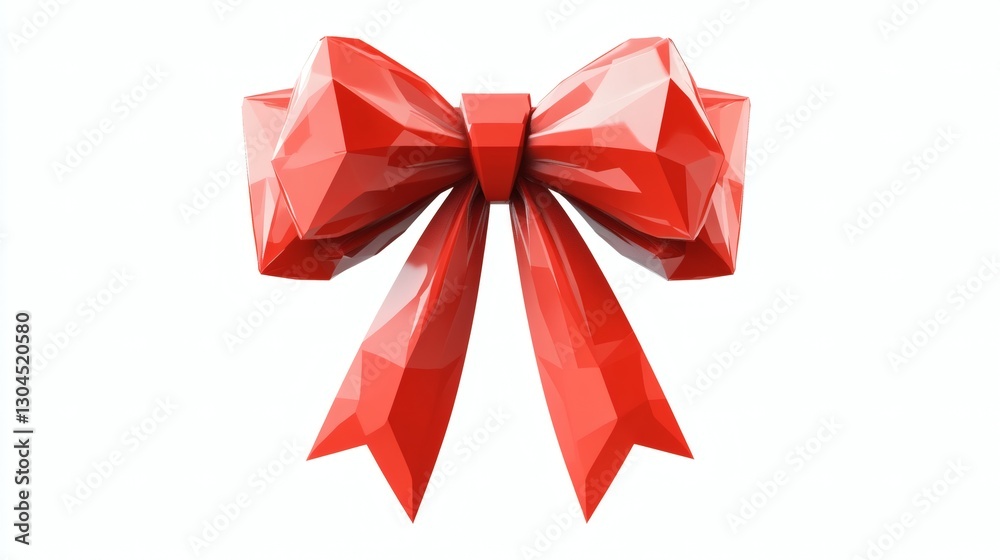 3D Red Bow with Geometric Design for Gift Wrapping Decoration 3D Red Bow with Geometric Design for Gift Wrapping Decoration