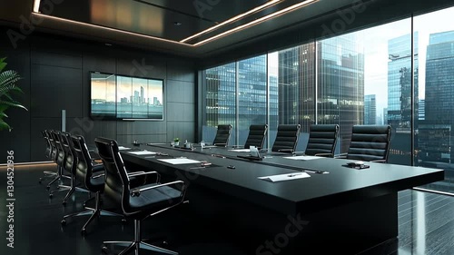 Modern Corporate Conference Room with City View for Strategic Business Meetings