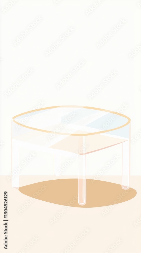 Pastel Minimalist Round Glass Coffee Table Illustration Pastel Minimalist Round Glass Coffee Table Illustration