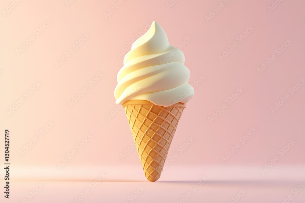 A 3d render creamy vanilla soft serve ice cream cone in isolation A 3d render creamy vanilla soft serve ice cream cone in isolation