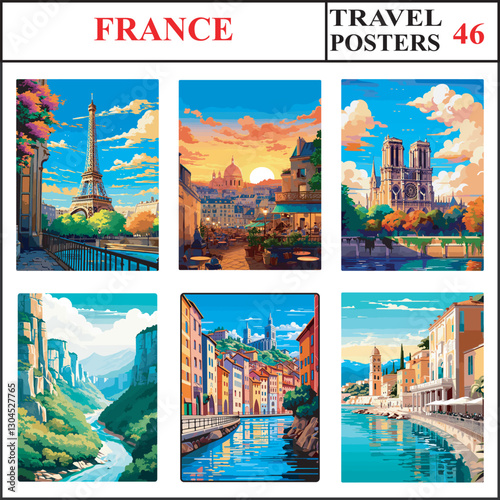 France Paris Paris Notre Dame Travel Poster Wall Art Print Collection Set Part 46