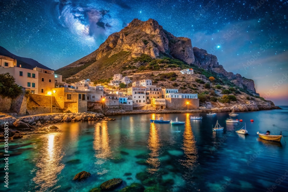 Fototapeta premium Dramatic Low Light View of Levanzo Island, Egadi Islands, Sicily, Italy
