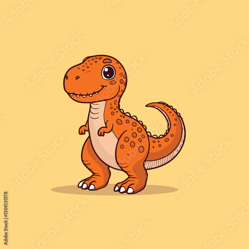 Cute cartoon dinosaur. Vector illustration isolated on a yellow background.