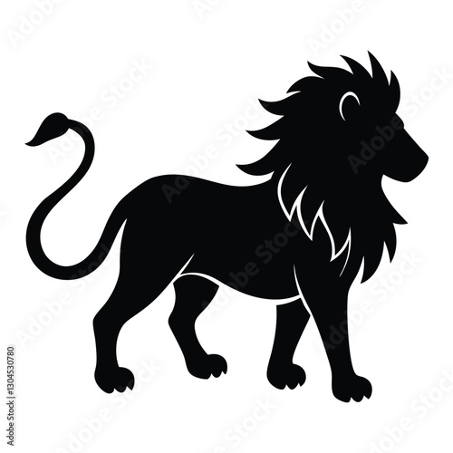 Powerful Lion Silhouette Icon for Logos and Web Illustrations
