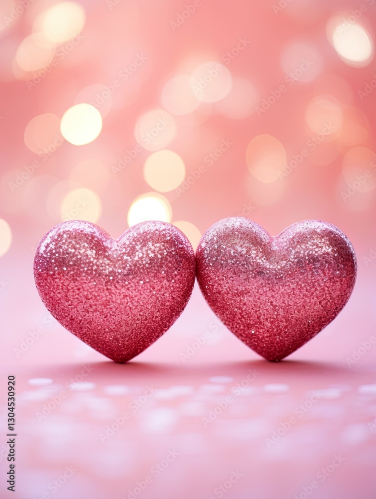 Valentines day festive background with two hearts In Shiny Background Valentine's Day glitter background Valentines day festive background with two hearts In Shiny Background Valentine's Day glitter background