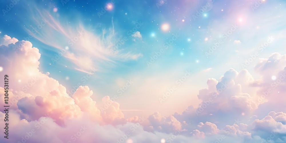 Dreamy Pastel Sky: Blurred Pink Blue Pearlescent Background - Vintage Photography Stock Photo Dreamy Pastel Sky: Blurred Pink Blue Pearlescent Background - Vintage Photography Stock Photo