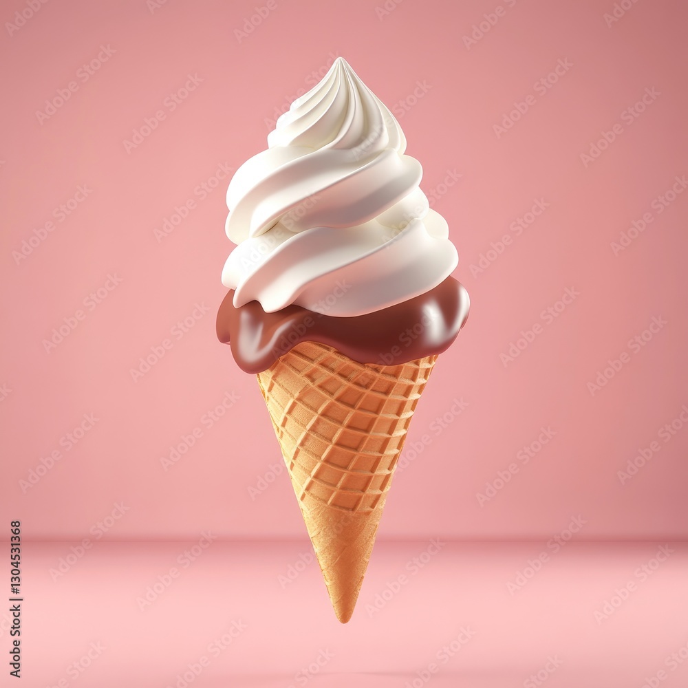A delightful soft serve ice cream cone with chocolate dip A delightful soft serve ice cream cone with chocolate dip