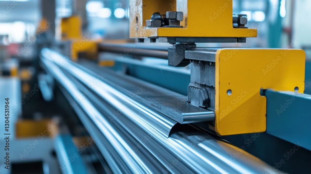 Sheet metal rolling machine forming curved panels for manufacturing. Sheet metal rolling machine forming curved panels for manufacturing.