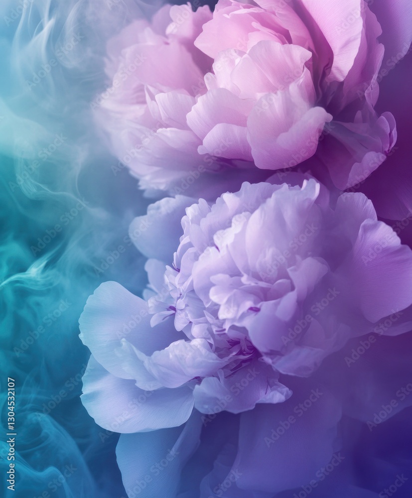 Obraz premium Pastel peonies in ethereal smoke.
