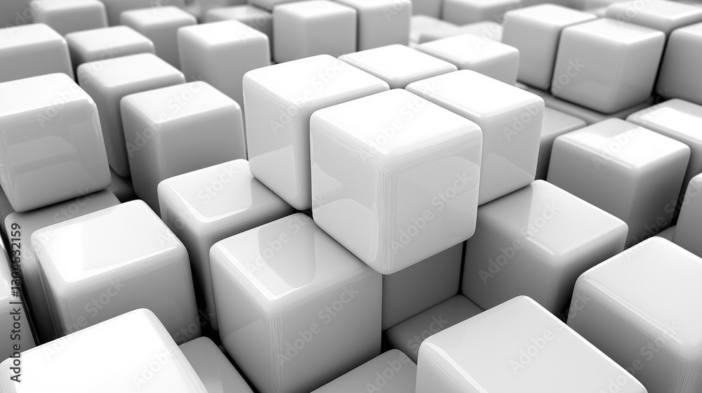 Abstract White Cubes Background with 3D Effect for Modern Design and Digital Art Abstract White Cubes Background with 3D Effect for Modern Design and Digital Art
