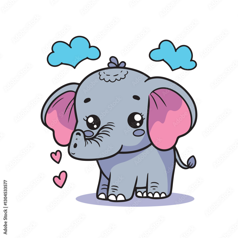 Cute cartoon elephant. Vector illustration. Isolated on white background. Cute cartoon elephant. Vector illustration. Isolated on white background.