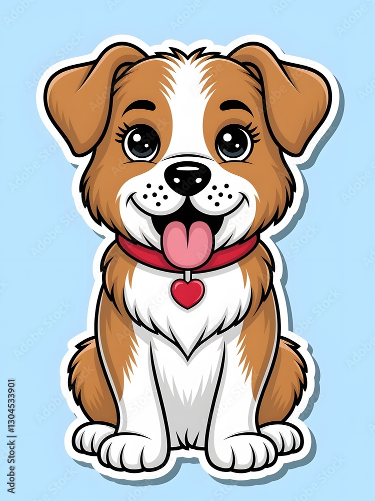 Adorable Cartoon Puppy with Heart Collar Perfect for Kids Adorable Cartoon Puppy with Heart Collar Perfect for Kids