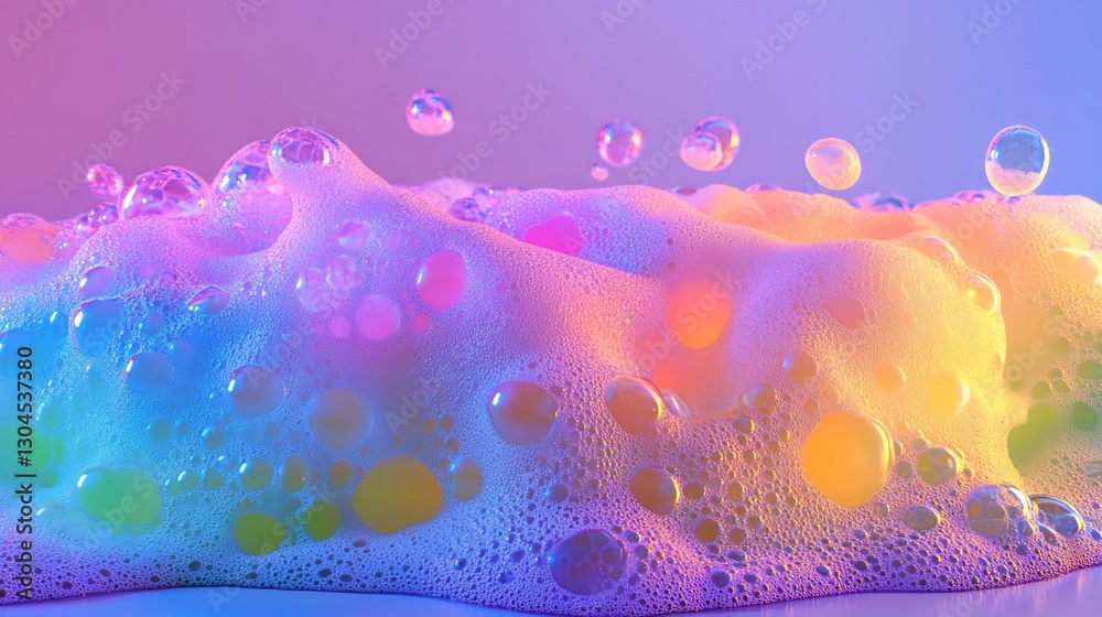 Fototapeta premium Colorful foam bubbles with iridescent texture.