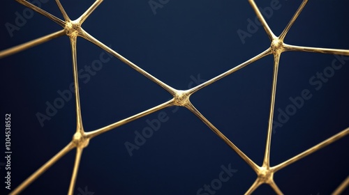 Intricate golden network design against deep blue background exu