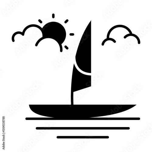 Sailing boat icon in glyph style