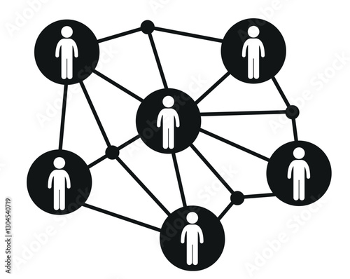 The concept of a branched interaction network. Social contacts. Stick figure network