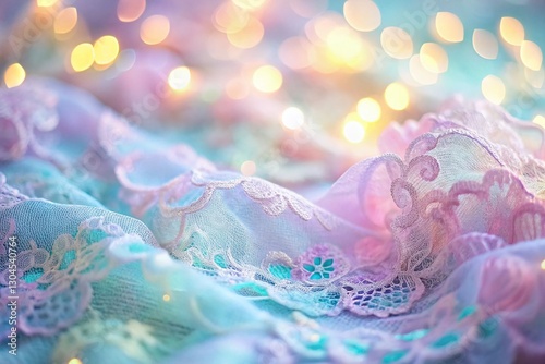 Elegant Lacy Background with Bokeh Lights - Soft Focus Texture Stock Photo