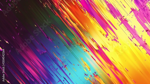 Abstract background of diagonal streaks of color, including purple, blue, yellow and orange.