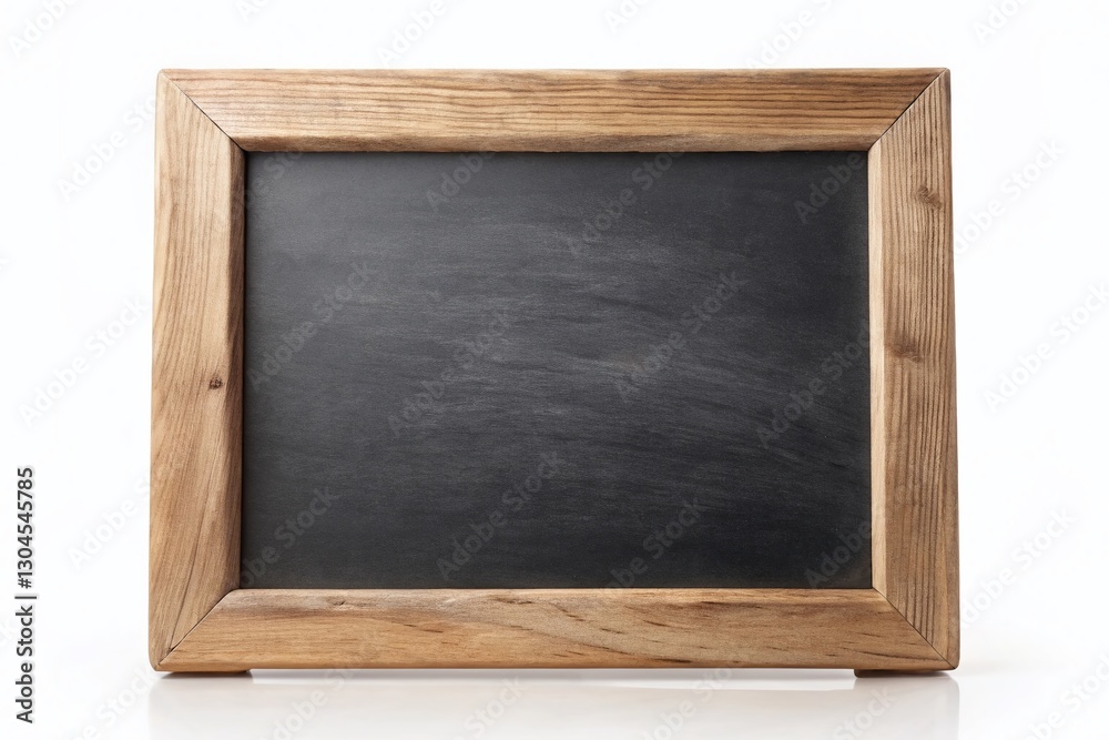 Empty Black Chalkboard with Wooden Frame, Tilt-Shift Miniature Effect, Isolated White Background Empty Black Chalkboard with Wooden Frame, Tilt-Shift Miniature Effect, Isolated White Background