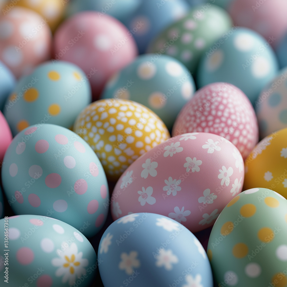 Pastel Easter Eggs with Floral and Polka Dot Patterns – AI-Generated Spring Design Pastel Easter Eggs with Floral and Polka Dot Patterns – AI-Generated Spring Design
