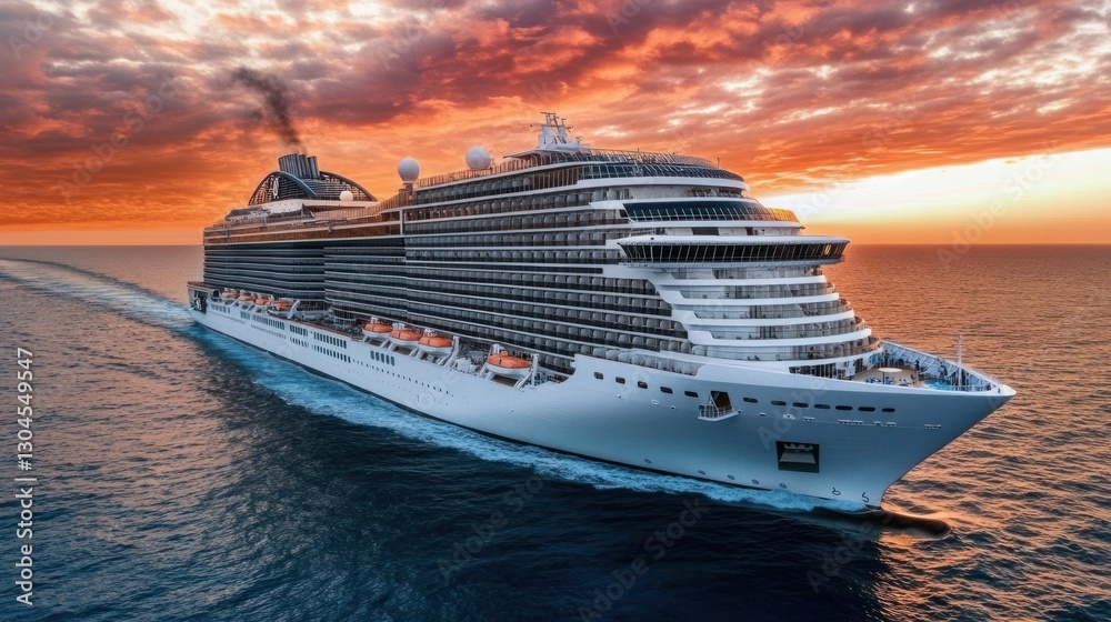 Naklejka premium Majestic Cruise Ship at Sunset
