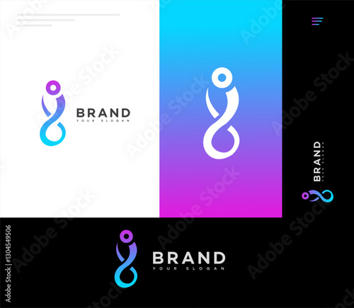 Abstract Infinity i Letter Logo Design Gradient, Modern, Brand Identity