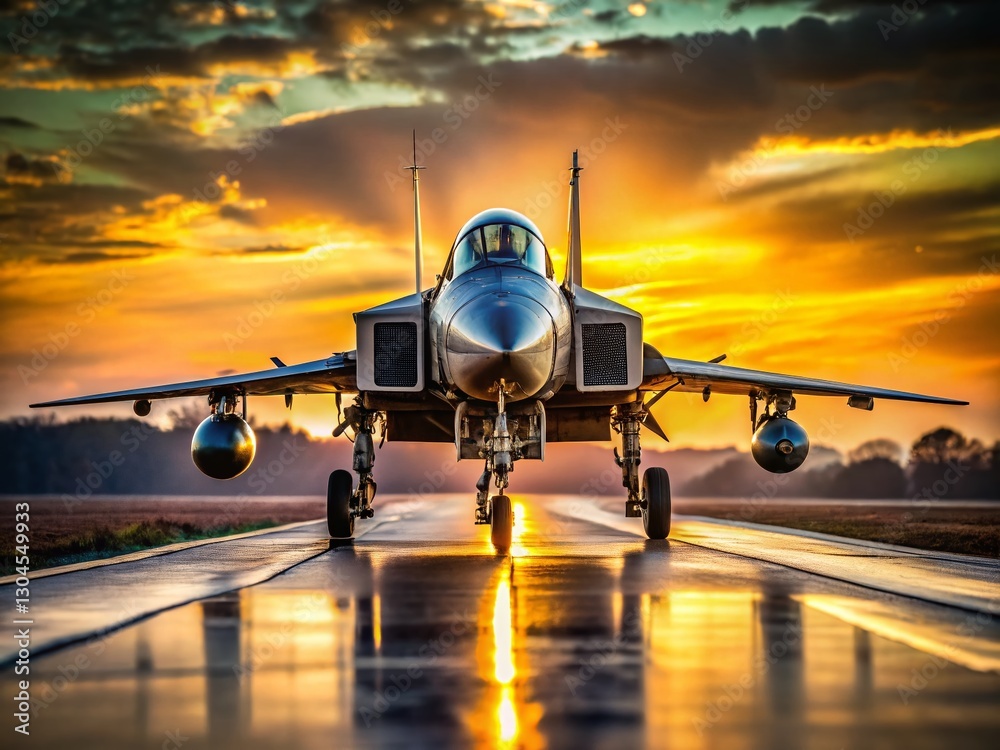 Fototapeta premium F-4 Phantom II Jet Fighter Taxiing on Runway, High-Resolution Stock Photo