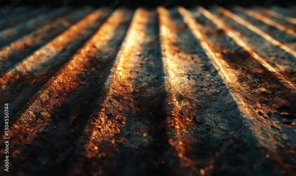 Obraz premium Bold metallic rusted sheet glowing under warm light, emphasizing its weathered texture for a rugged industrial visual