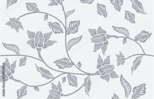 Javanese batik motifs with very distinctive, exclusive plant patterns. Indonesia country