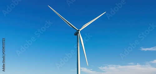 industrial machinery heavy equipment mechanized concept. Wind turbine against a clear blue sky.