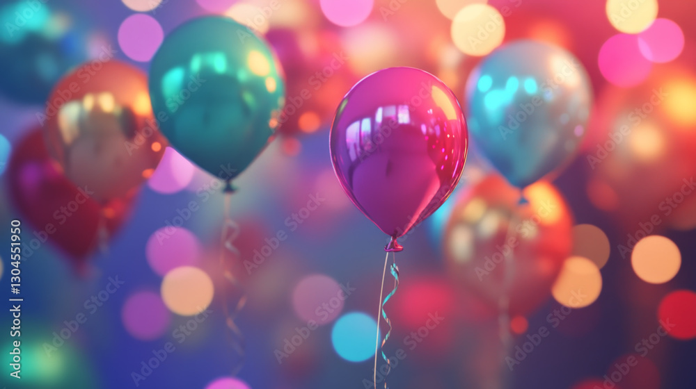 Floating Colorful Balloons with Bokeh Floating Colorful Balloons with Bokeh